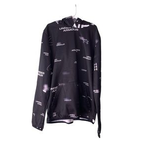 Under Armour fleece lined hooded pullover black and white YLG